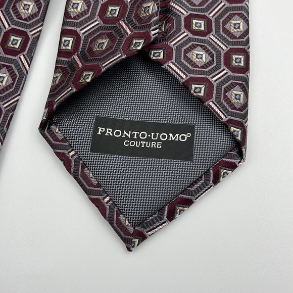 Pronto Uomo Men's Necktie 100% Silk Tie - Picture 4 of 5